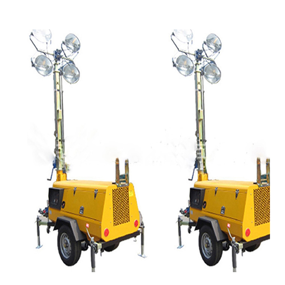 Metal halide lamp 4*1000W vehicle mounted stadium light tower with trailer