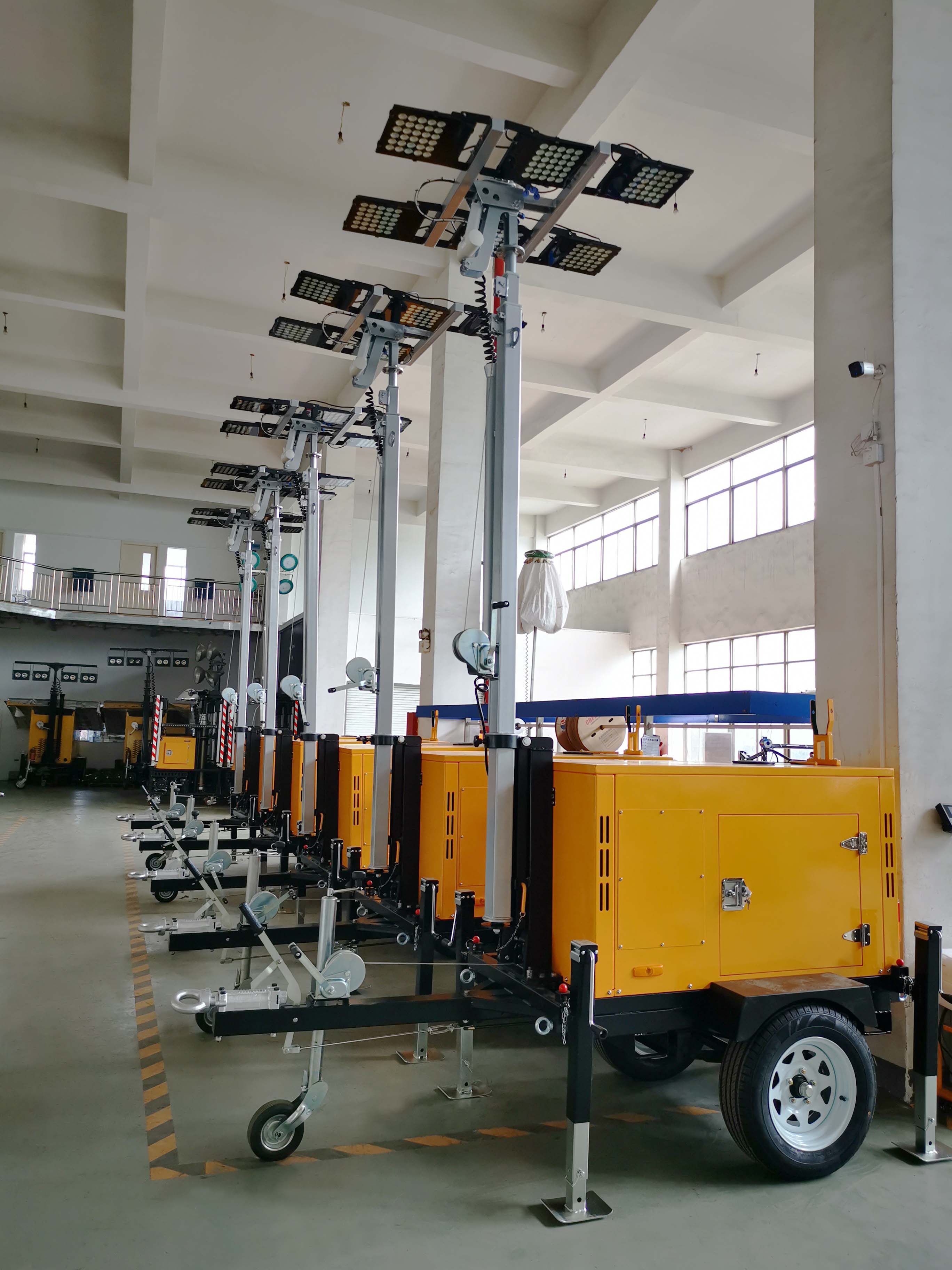 Diesel portable generator with flood lights hydraulic lighting tower