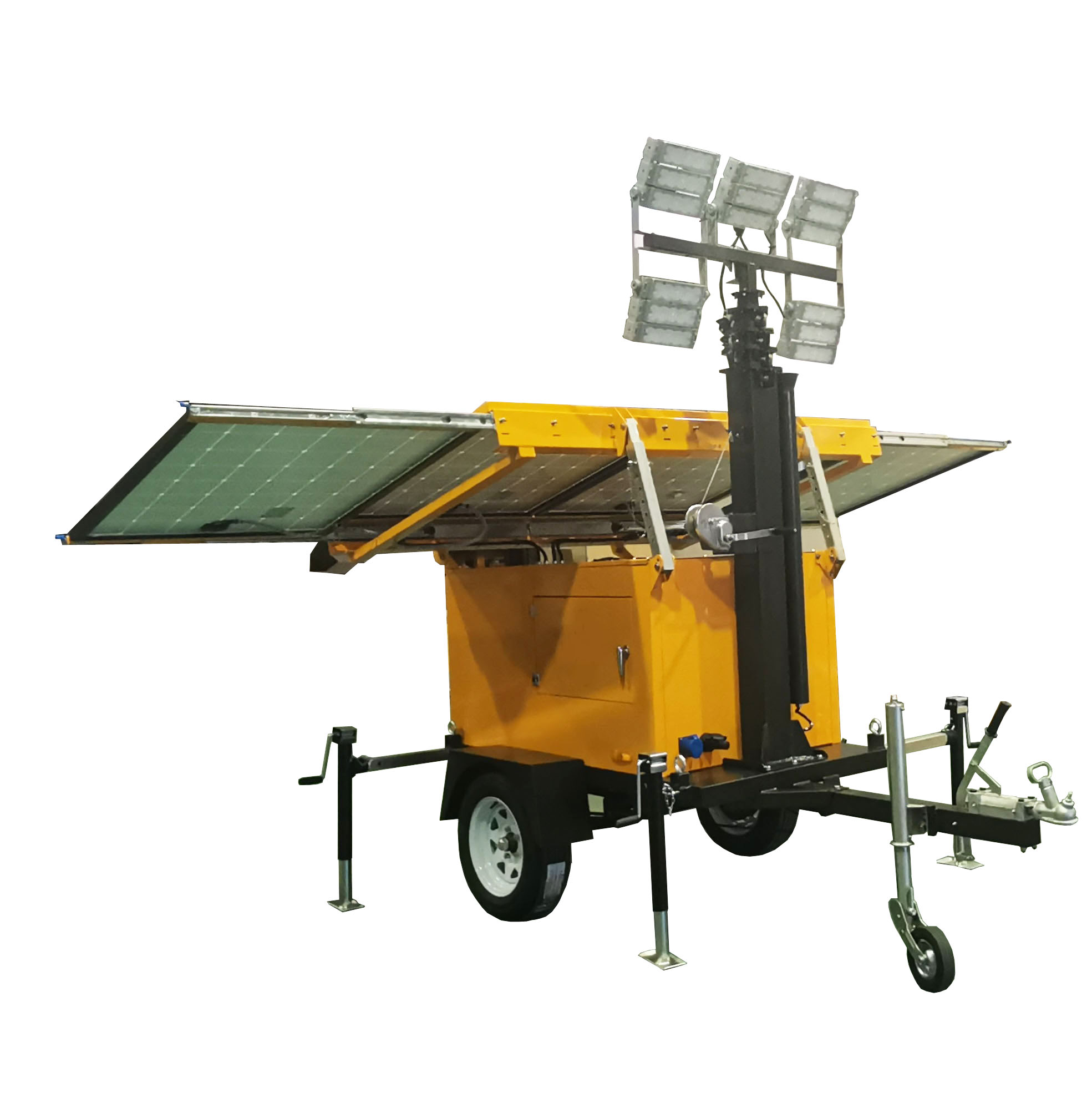 8m manual mast LED light trailer mounted solar light tower for emergency