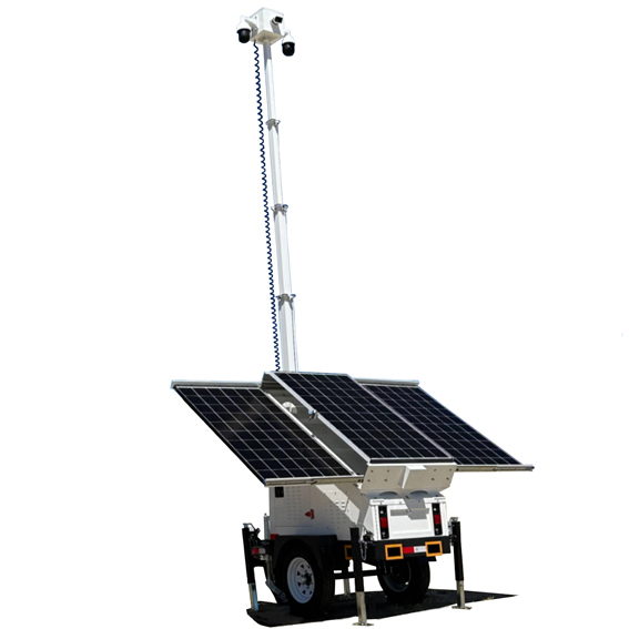 Security system hybrid solar light tower CCTV camera trailer price